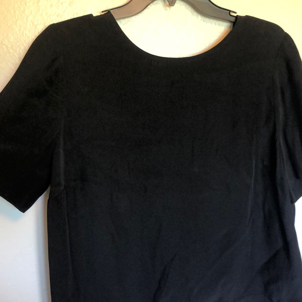 Silky open back black blouse